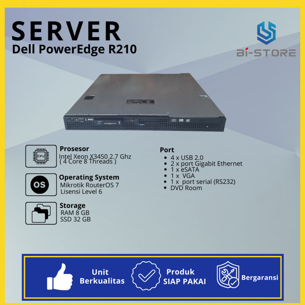 Jual Server Mikrotik Dell PowerEdge R210 4 Core 8 Thread ROS 7 License ...