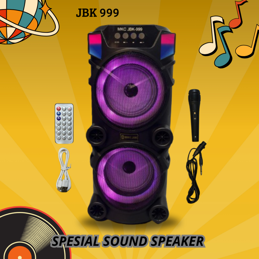 Jual SPEAKER BLUETOOTH PORTABLE FULLBAS LED MKC JBK 999 BONUS REMOTE ...