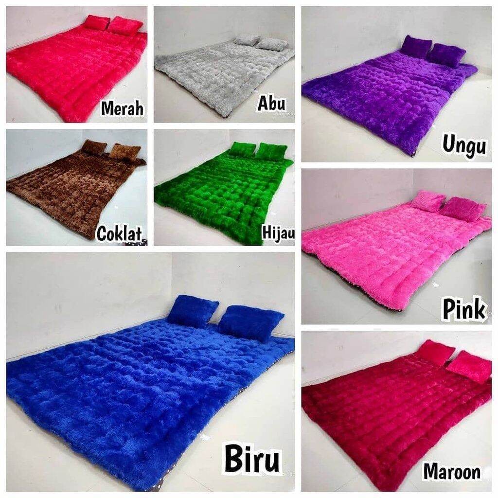 Jual Kasur Lantai Bulu Rasfur/Kasur Lantai free 2 Bantal | Shopee Indonesia