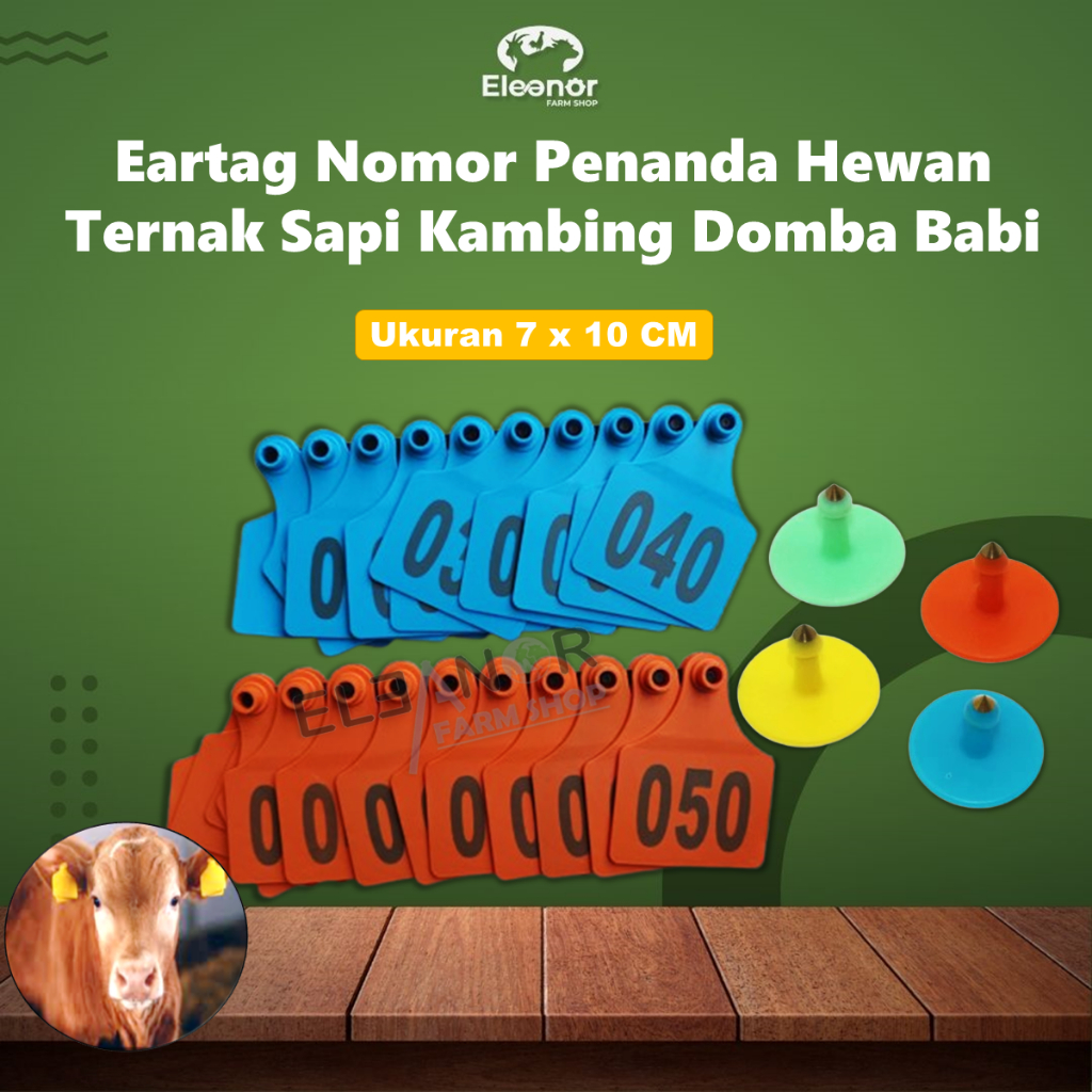 Jual Ear Tag Sapi 7 x 10 cm Nomor 001-100 Eartag Penanda Sapi Kambing ...