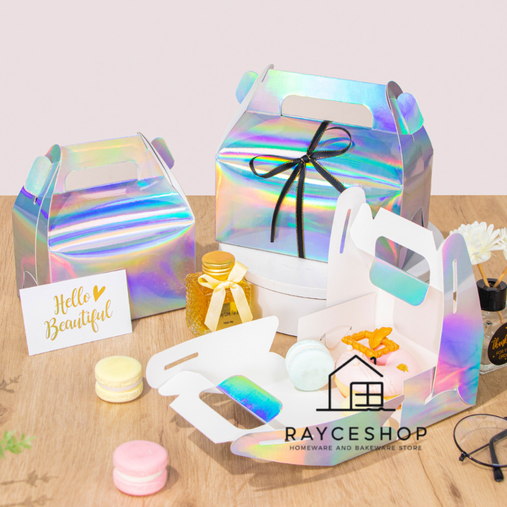 Jual Gable Box Hamper Gradient Hologram Kotak Kue Toples Cookies Kue ...