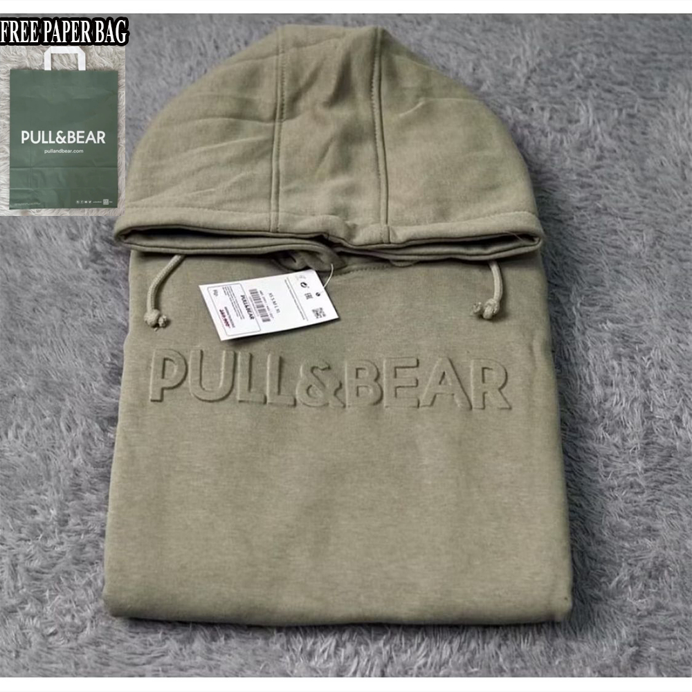 Jual { FREE PAPER BAG } Hoodie Sweater Pull & Bear Emboss 3D Font ...