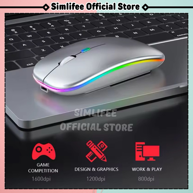 Jual Mouse Bluetooth 2.4 RGB Wireless Mouse Type C Silent LED Colorful ...