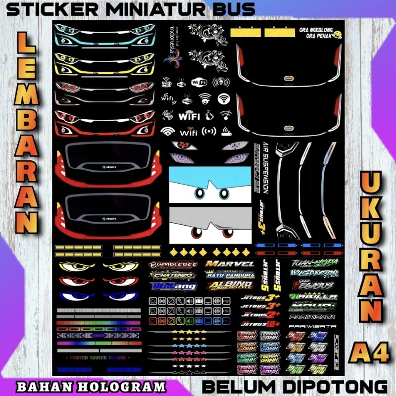 Jual Sticker Miniatur Bus Ukuran A4 Bahan Hologram BELUM DIPOTONG ...