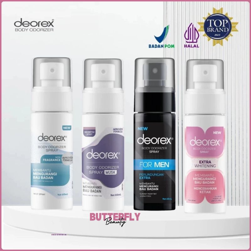 Jual DEOREX Body Odorizer Extra Whitening 60 ml / Men Musk Deodorant ...