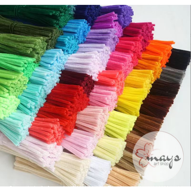 [100 PCS PREMIUM] Kawat Bulu Mercy 30 cm Bulu Tebal Warna Pastel Macaron 100Pcs - DIY Pipe Cleaner Warna Warni Gembul - Kerajinan Tangan Mainan Edukasi Prakarya Anak Craft Bouquet Bunga Sensory Montessori