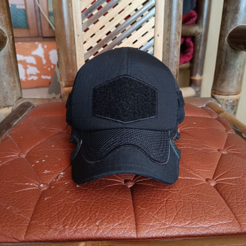 Jual topi tactical coak hitam polos ripstop katun kombinasi mes jaring ...