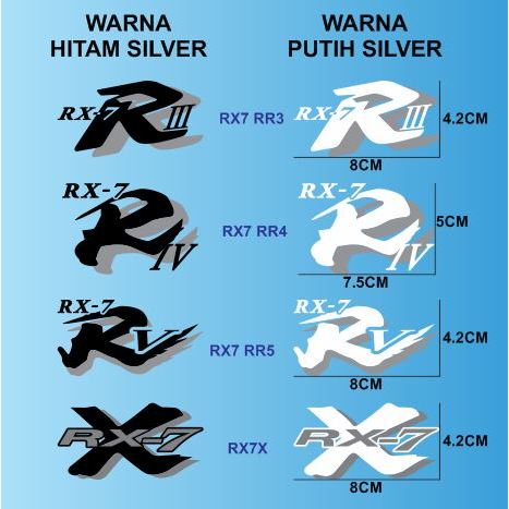 Jual Cutting Sticker RX7 RR3 RR4 RR5 RX7X 8cm Stiker ARAI HELM HELMET ...