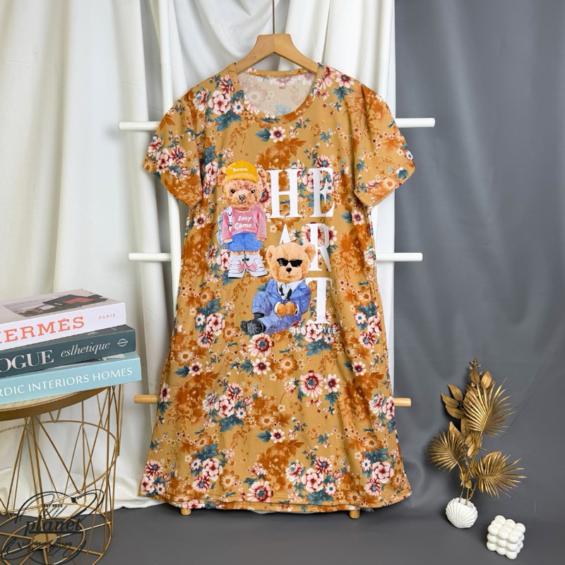 Jual DASTER CANTIK STRETCH STRIT DRESS BUNGA BERUANG BEAR ATASAN WANITA ...