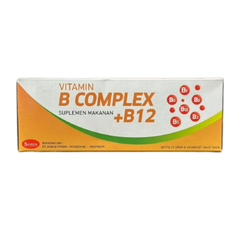 Jual VITAMIN B COMPLEX + B12 PERBOX ISI 100 TABLET - SAMCO | Shopee ...