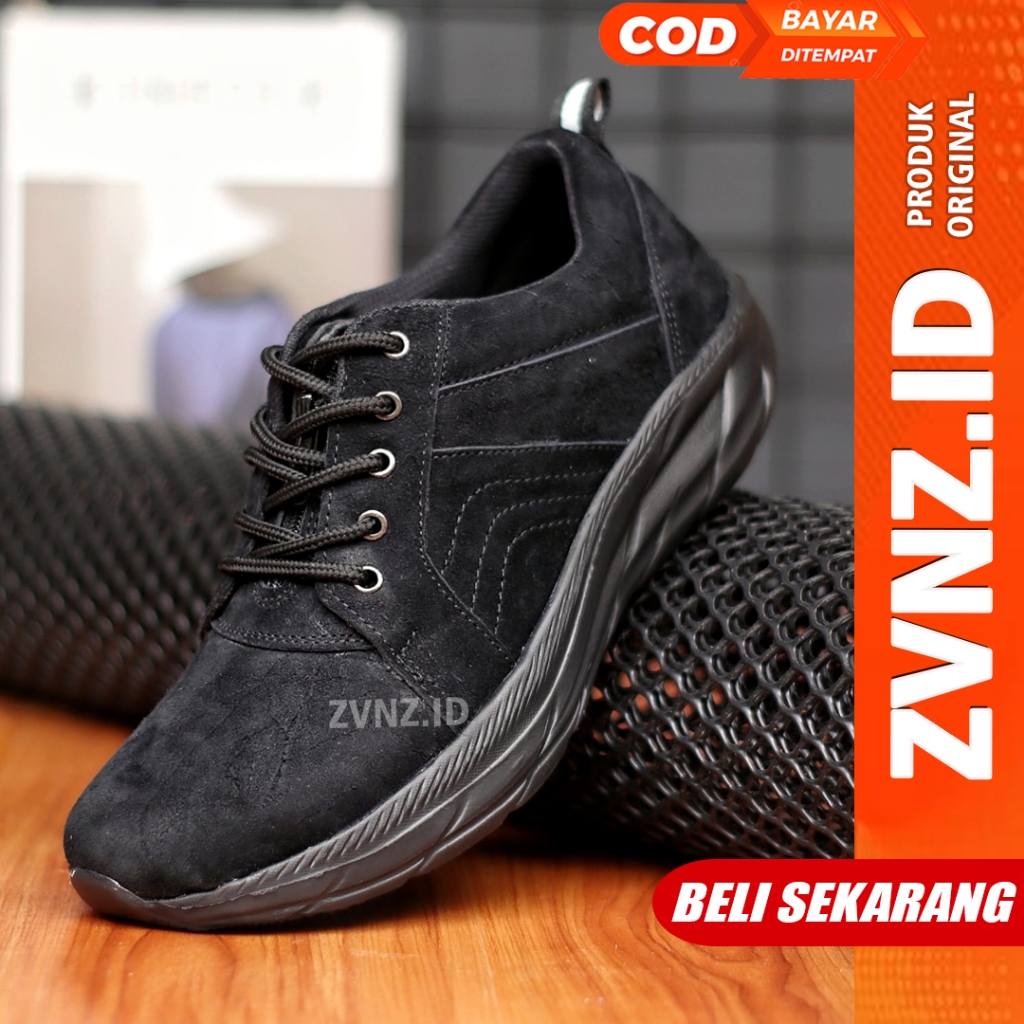 Jual ZVN Broviz Sepatu Sneakers Pria Hitam Casual Original | Shopee ...