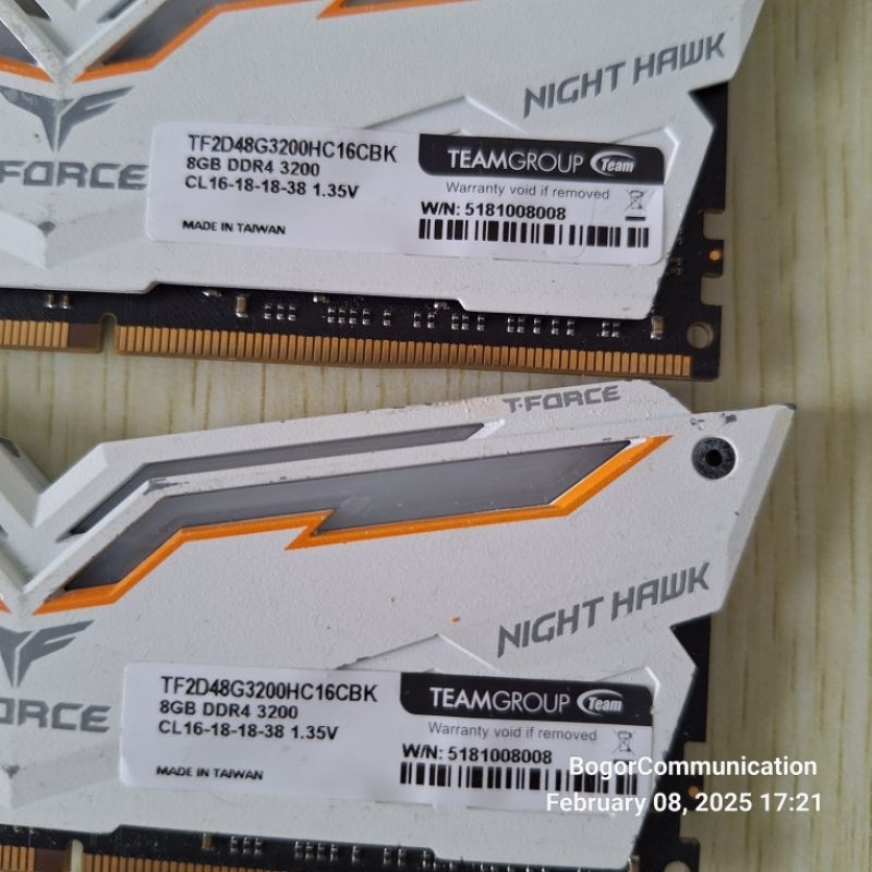 Jual RAM DDR4 TEAM T-FORCE NIGH HAWK RGB 16GB 2x8GB 3200MHz Desktop PC ...