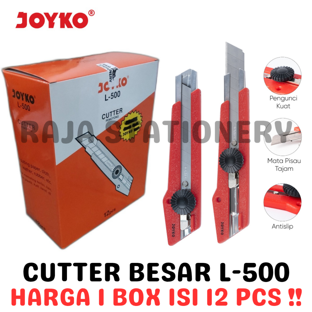 Jual JOYKO CUTTER BESAR PISAU POTONG PEMOTONG KERTAS SILET L-500 [12PCS ...