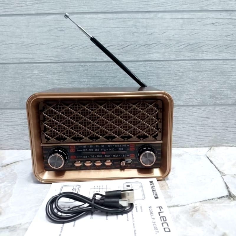 Radio Vintage Portable AM/FM/SW - Batterie 1200mAh, USB/TF - Son Clair - Idéale Senior