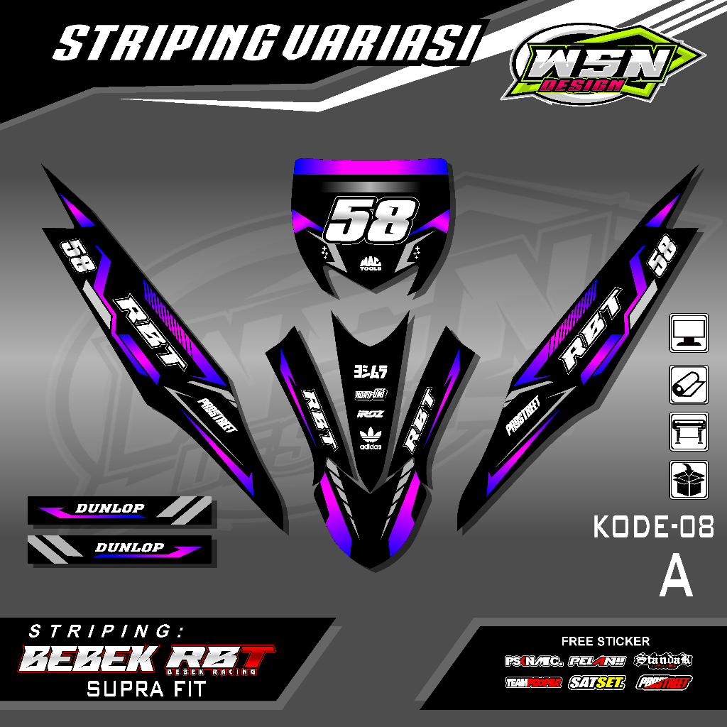 Jual Sticker Striping MOTOR SILUMAN SUPRA FIT RBT BEBEK MODIF SUPERMOTO ...