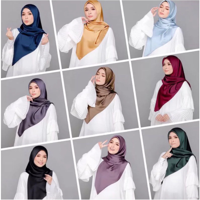 Jual Diskon Kerudung Kondangan Jilbab Satin Velvet Polos Segi Empat