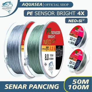 AQUASEA - Tali Pancing 50M & 100M Senar Pancing PE Sensor Bright NEO+si2  Abu-abu & Hijau Bahan PE