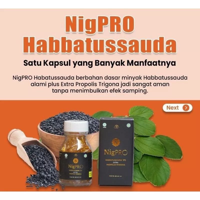 Jual NIGPRO ecer isi 30 kapsul Habbatussauda Oil extra propolis trigona ...