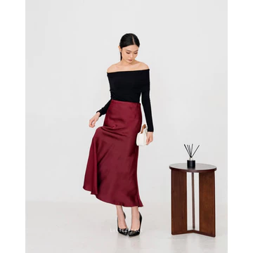 Little Tale Meadow Silk Skirt Rok Wanita Rok Satin Korean Skirt Maxi Skirt