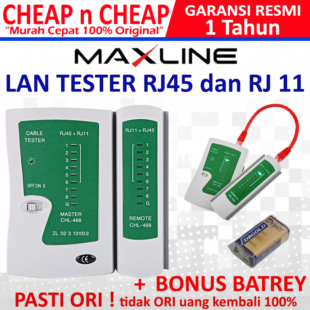 Jual LAN Tester RJ45 + RJ11 Maxline | Shopee Indonesia