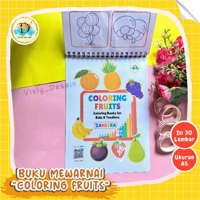 Jual VISLY DESAIN - BUKU MEWARNAI BUAH - COLORING FRUITS - ISI 30 PCS