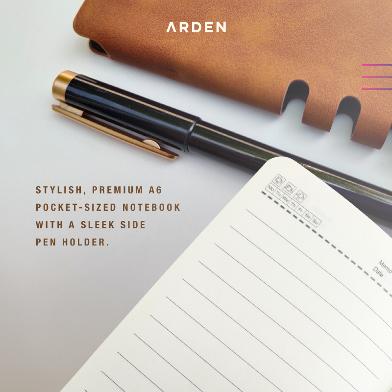Jual ARDEN Notebook Mocha - Personal Leather Cover Notebook with Pen ...