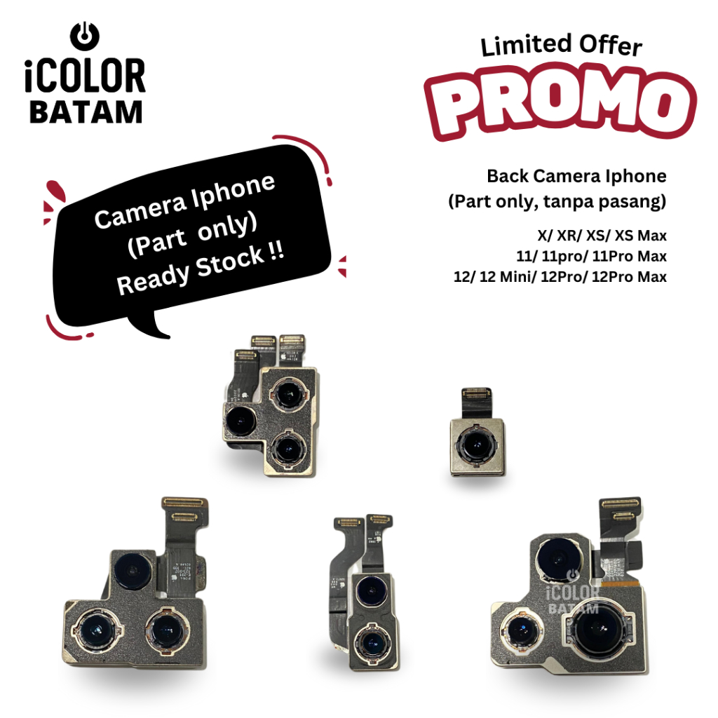 Kamera Belakang Iphone X/ XS/ XS Max/ 11pro/ 11Pro Max/ 12/ 12Pro/ 12Pro  Max Original Icolor Batam