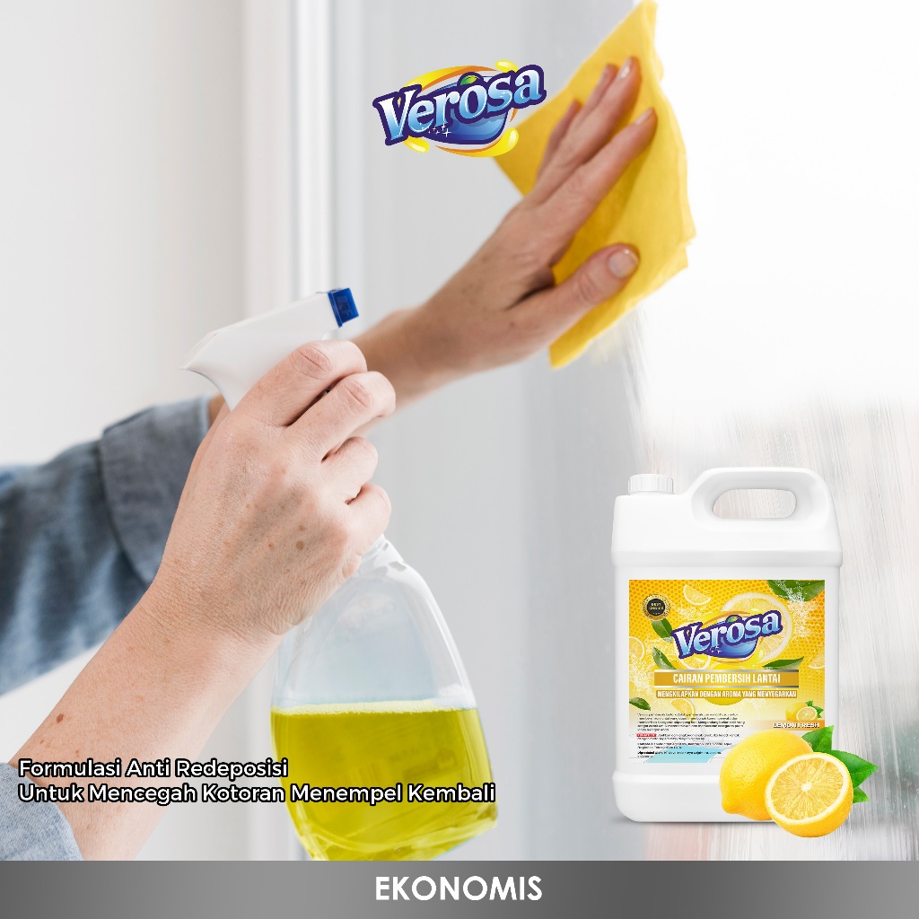 Jual Verosa Pembersih Kaca Glass Cleaner Lemon Fresh 5 Liter Glass ...