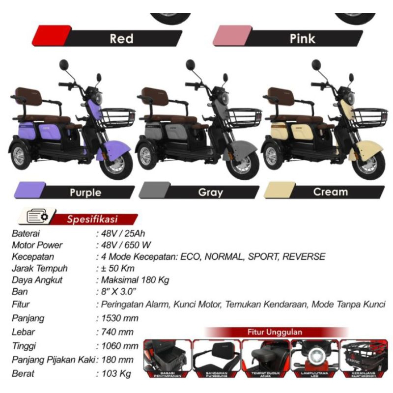 Jual Sepeda Listrik Roda 3 EXOTIC SIERRA | Shopee Indonesia