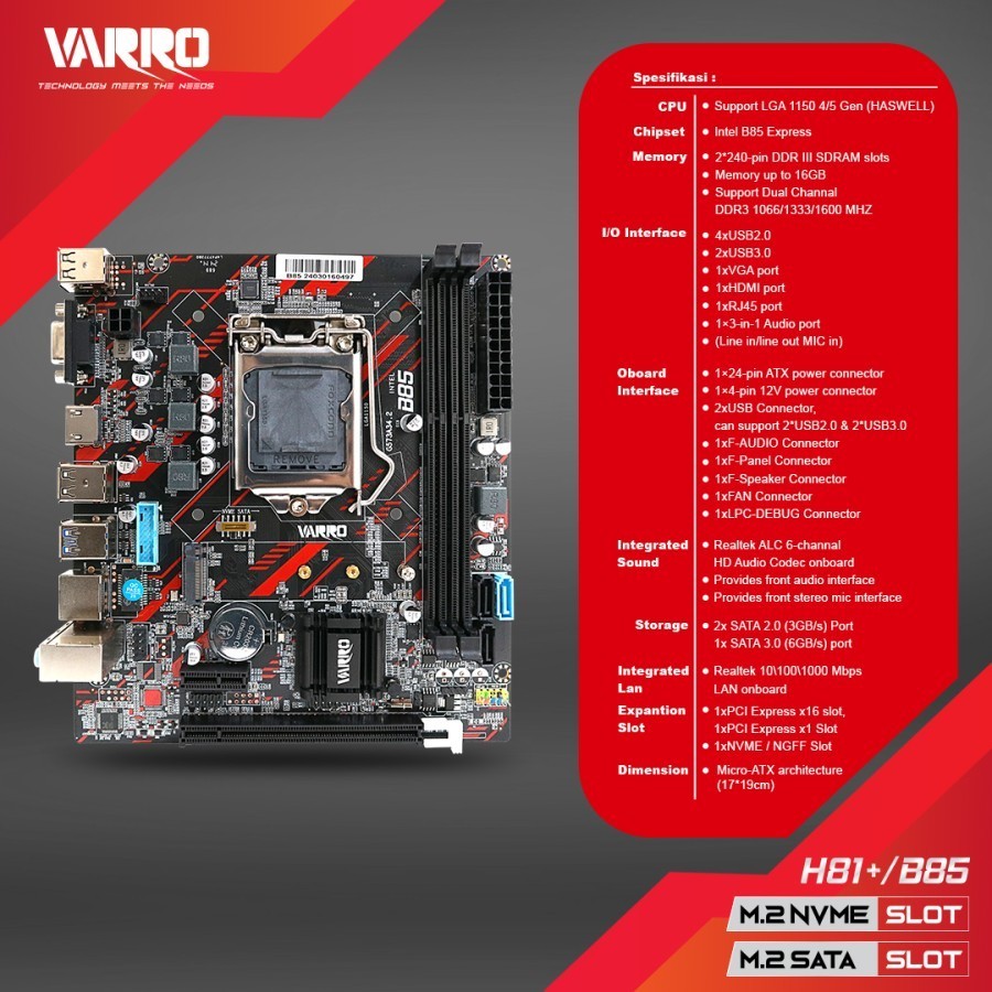 Jual Paket Pc Gaming Fullset Motherboard Varro H81 Lga 1150 - Mainboard ...