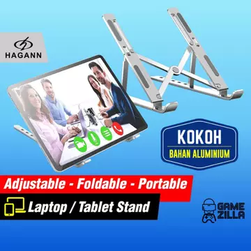 Holder Laptop Tablet Stand Lipat Portable Aluminium HAGANN LAC 005 Dudukan Bracket Laptop