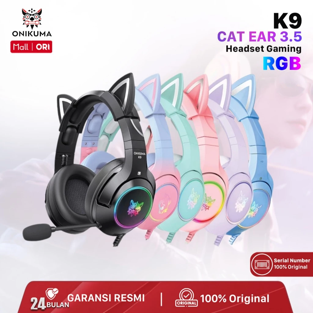 Onikuma k9 headset gaming elite stereo headphone gaming type cat mic bass