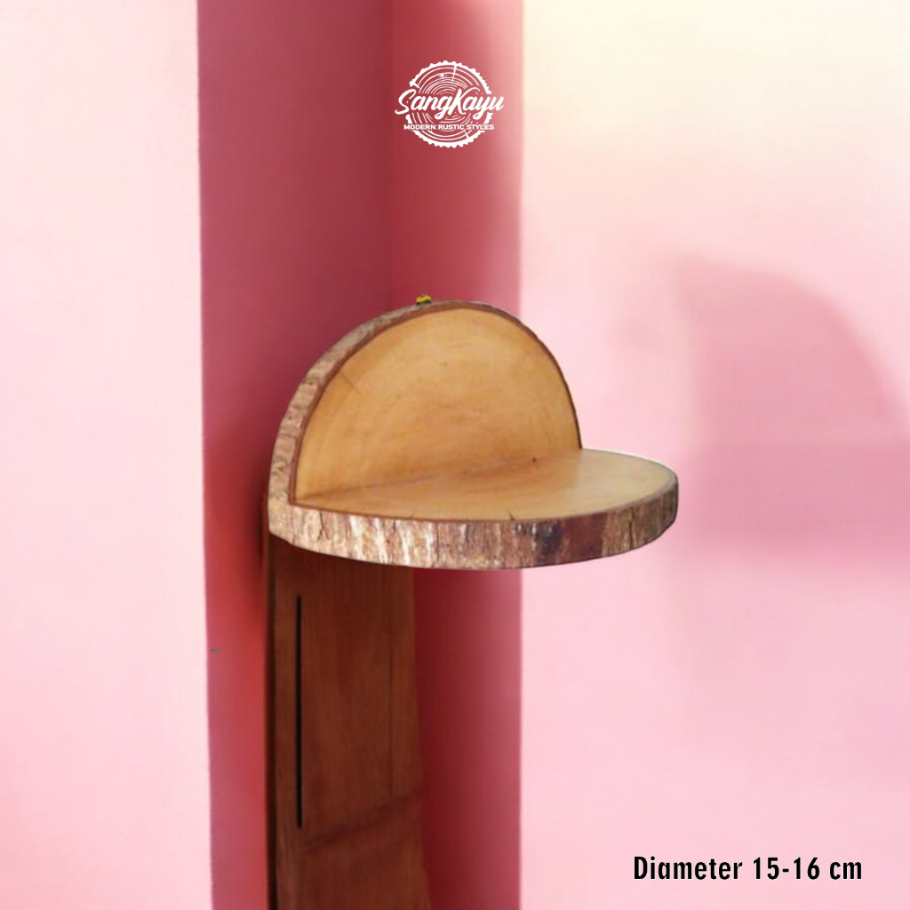 Jual SangKayu Wooden Wall Shelves D 15-16 cm Rak Dinding Kayu Alami ...