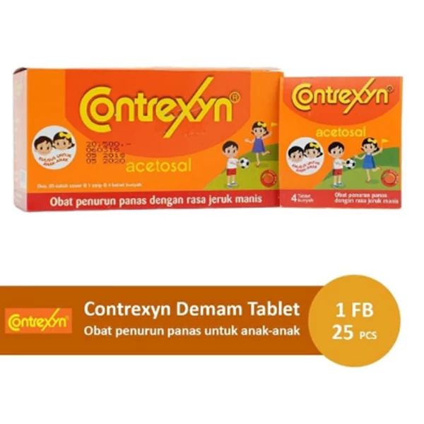 Jual PER BOX Contrexyn 4 Tablet Kunyah - Obat Penurun Panas Rasa Jeruk ...