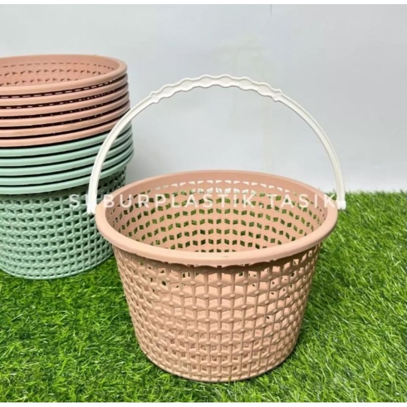 Jual (12pcs) Keranjang Jinjing Bulat Elandra Plastik Tempat Sabun ...