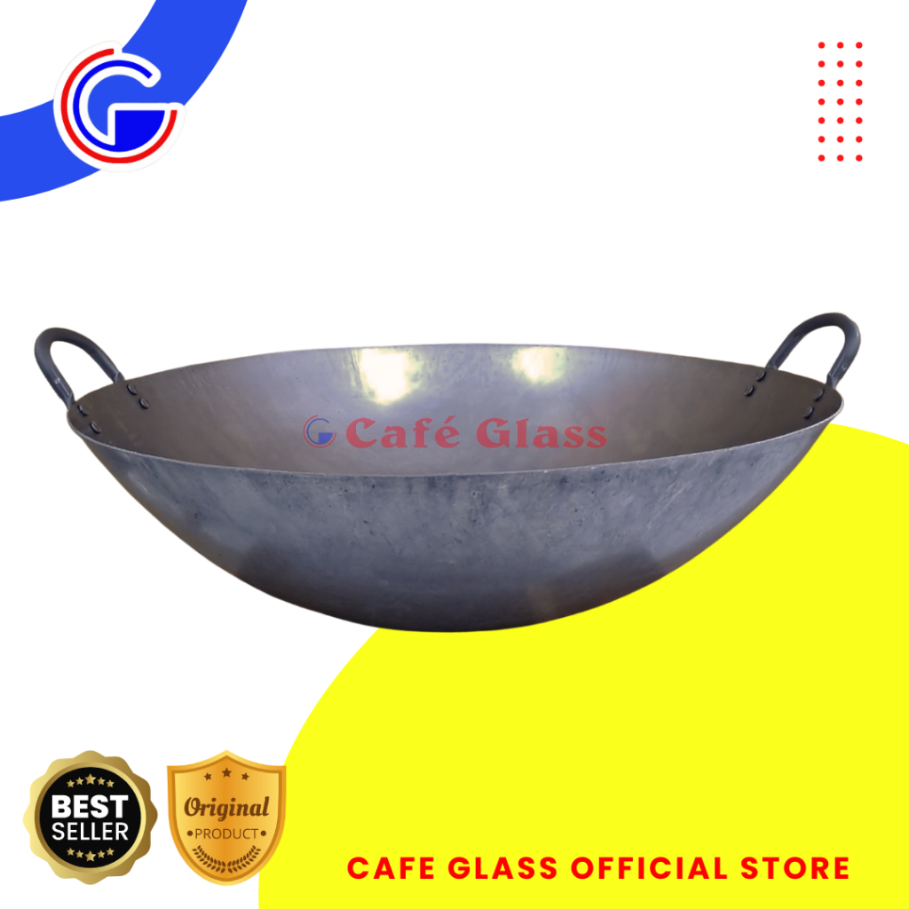 Wajan Wok Chinese - Wajan Plat Besi - Wajan Restoran Anti Lengket - Tebal 1.5Mm