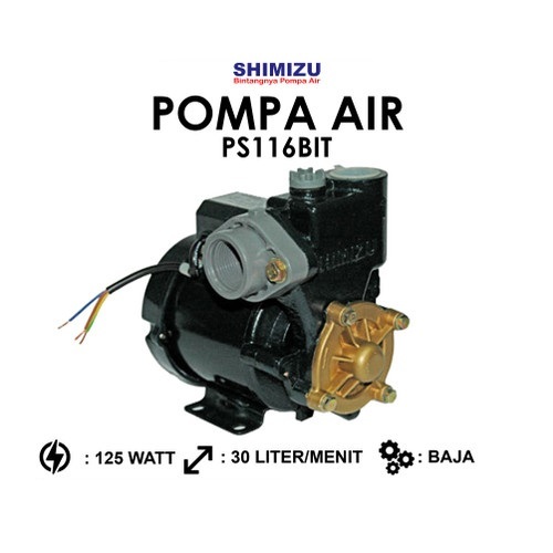Jual Shimizu PS116BIT Mesin Pompa Air Sumur Dangkal Non Auto 125 Watt ...