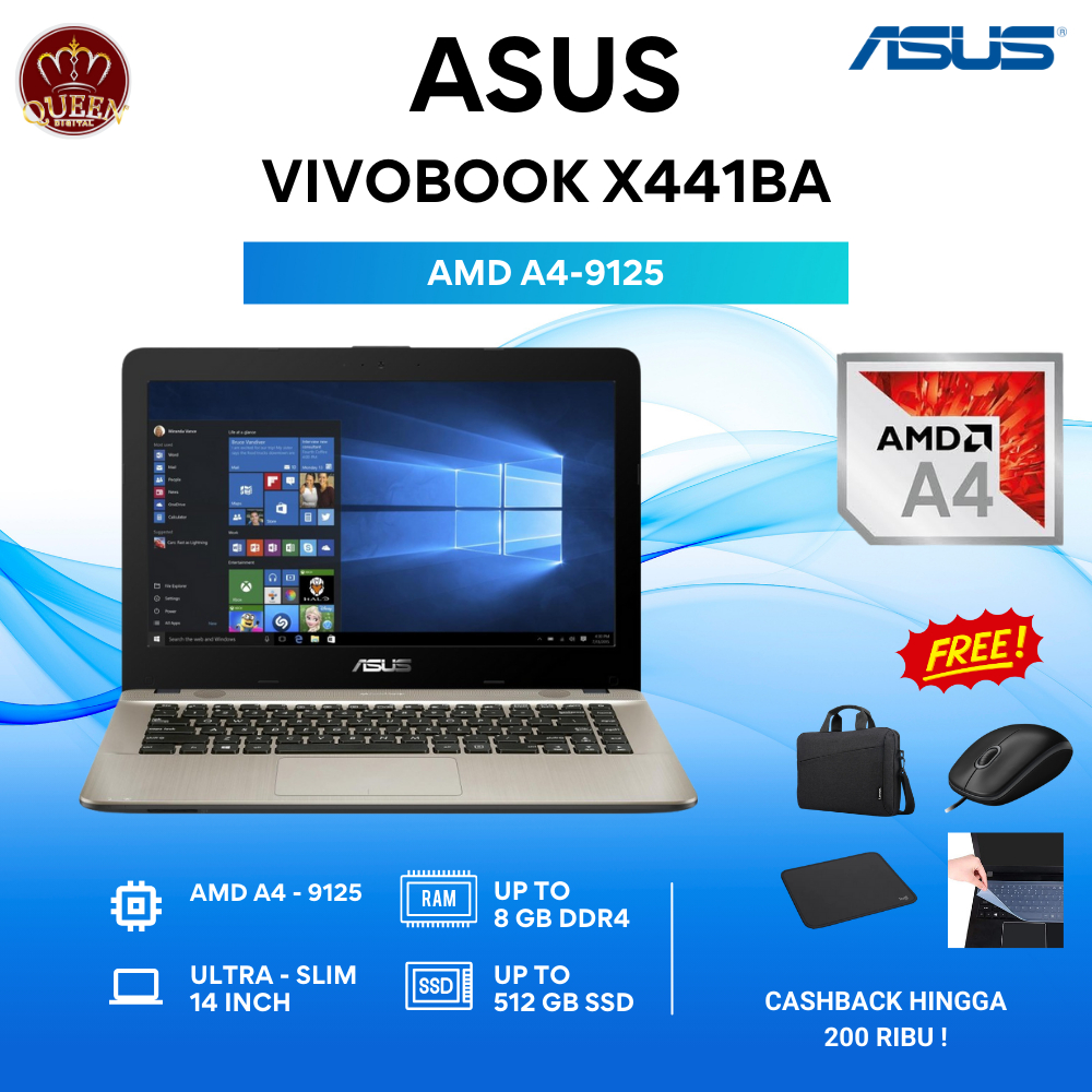 Jual ASUS VIVOBOOK X441BA | AMD A4-9125 | 8GB RAM | SSD 512GB | 14 INCH ...
