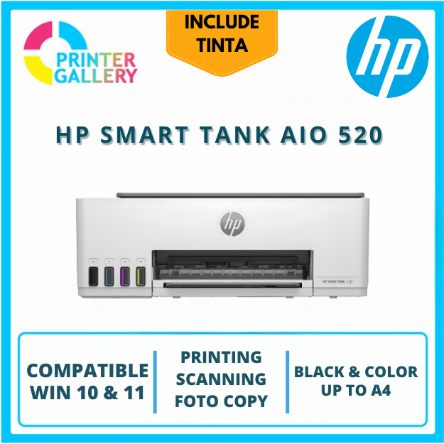 Jual [FREE TINTA] Printer HP Smart Ink Tank 520 All-in-One Print Scan ...