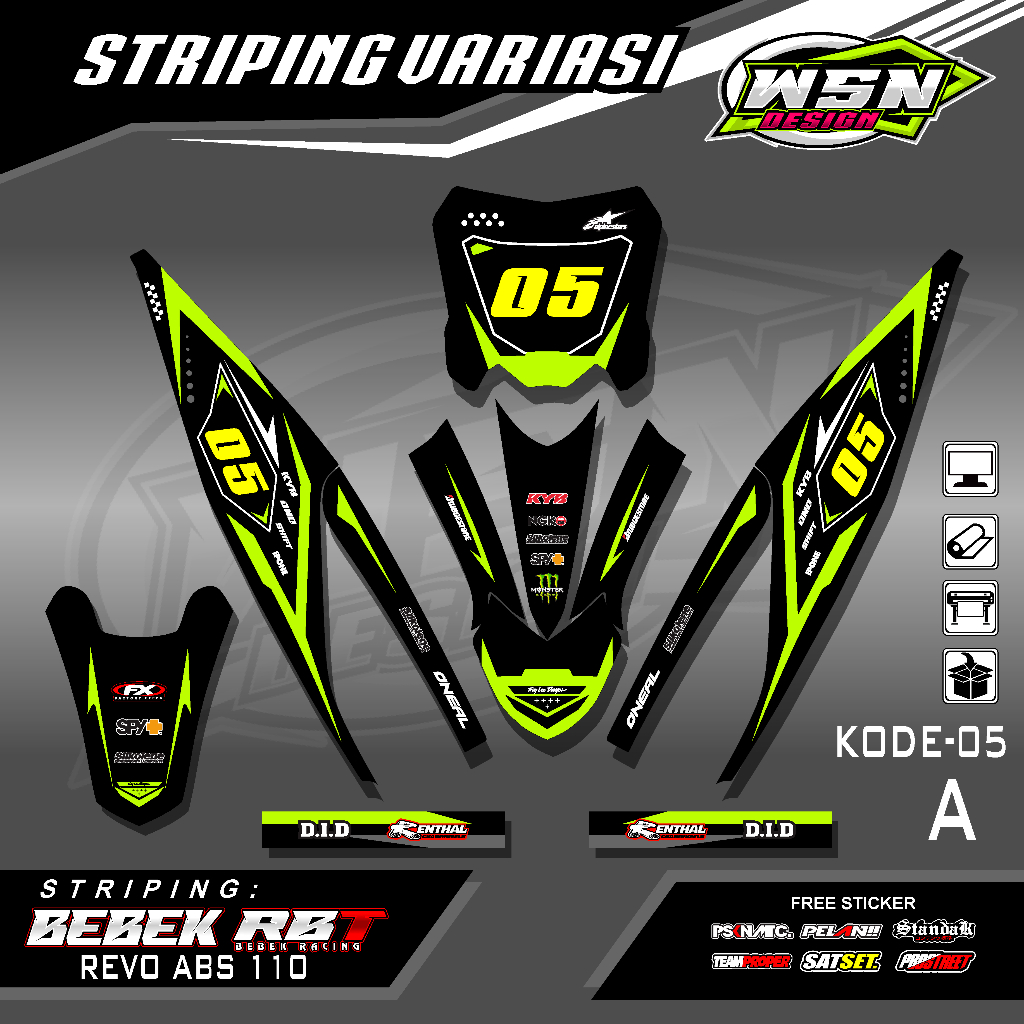 Jual STICKER STRIPING REVO ABS 110 MOTOR RBT BEBEK MODIF SUPERMOTO ...
