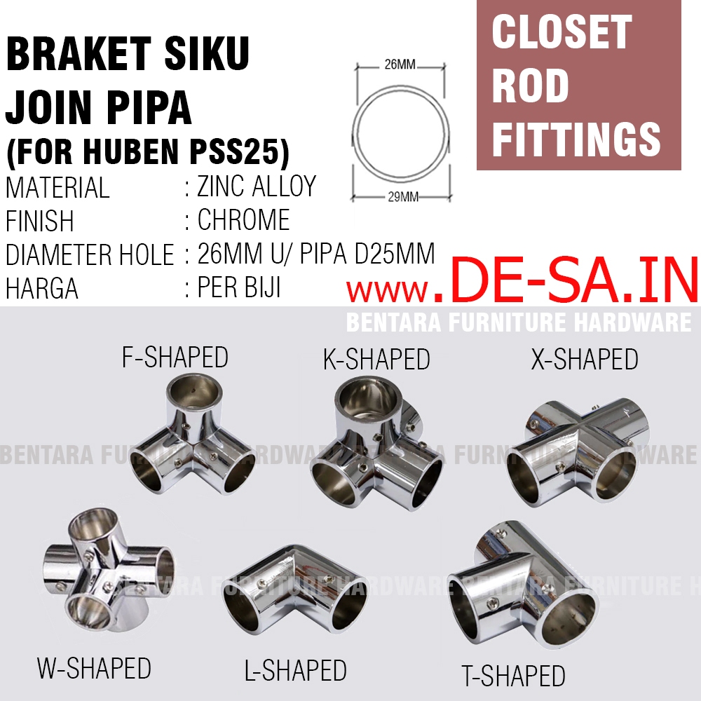 Jual CONNECTING BRACKET PIPA SIKU SEGITIGA JOINT PIPA BULAT 25MM ...