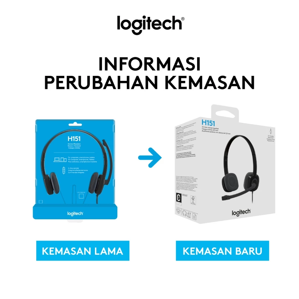 Logitech H151 Headset Stereo dengan Mikrofon Noise-Cancelling dan Single Jack 3.5 mm