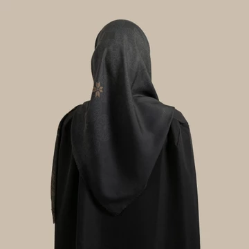 Wulang Narawangsa Hijab Segi Empat Bamboo Black Kerudung Segi Empat Hijab Motif Segi Empat