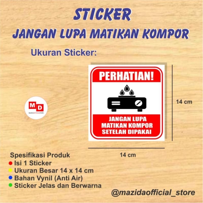 Jual Sticker Jangan Lupa Matikan Kompor Anti Air | Shopee Indonesia