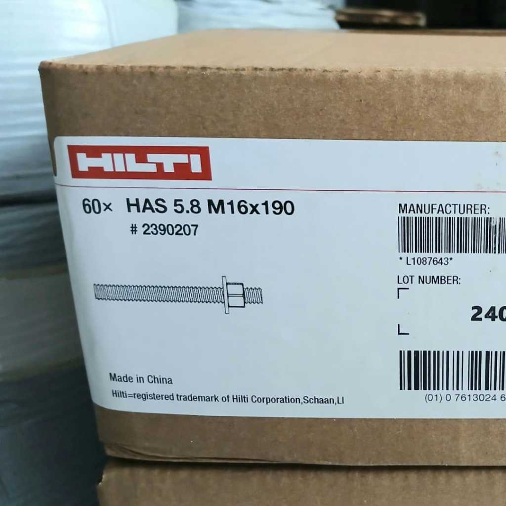 Jual hilti anchor rod besi ulir besi rebar angkur HAS 5,8 M16 X 190 ...
