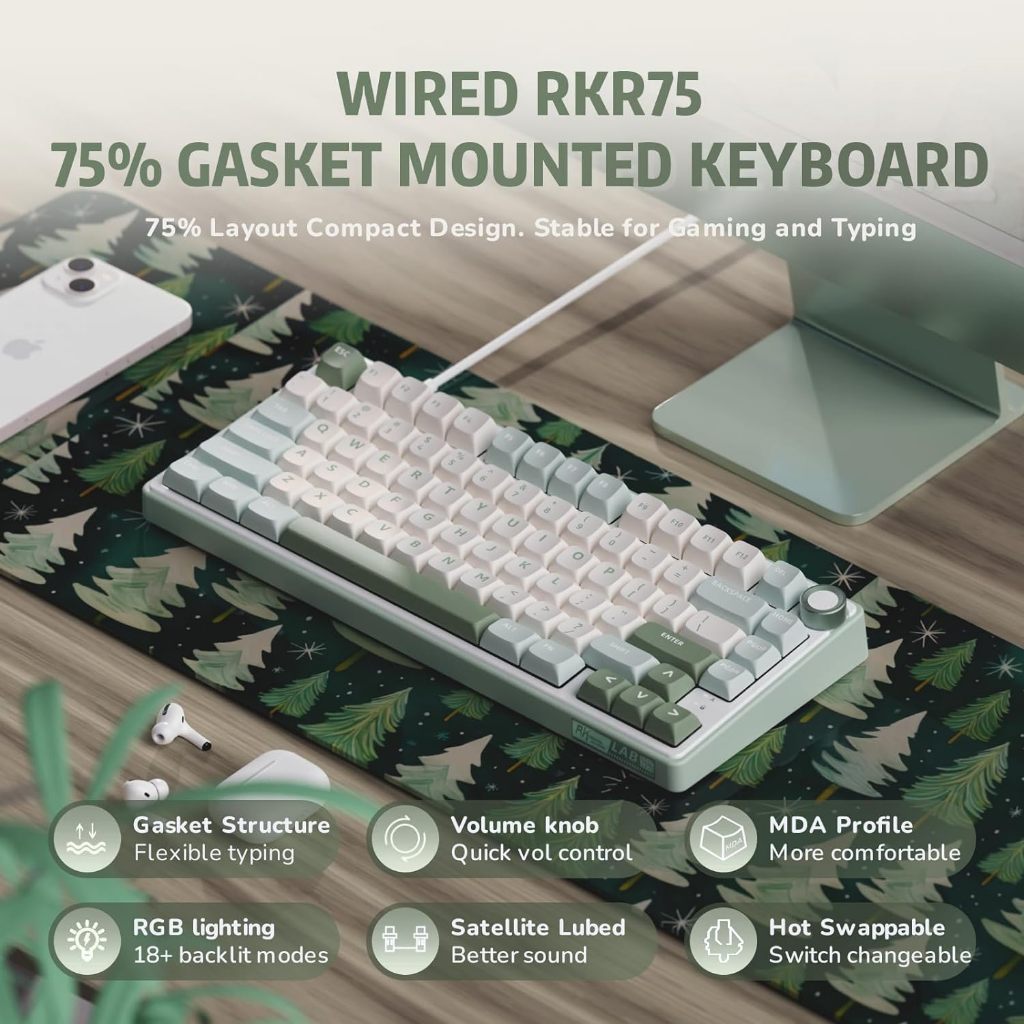 Jual Royal Kludge RK R75 Mechanical Keyboard 75% RGB Knob Gasket Mount ...