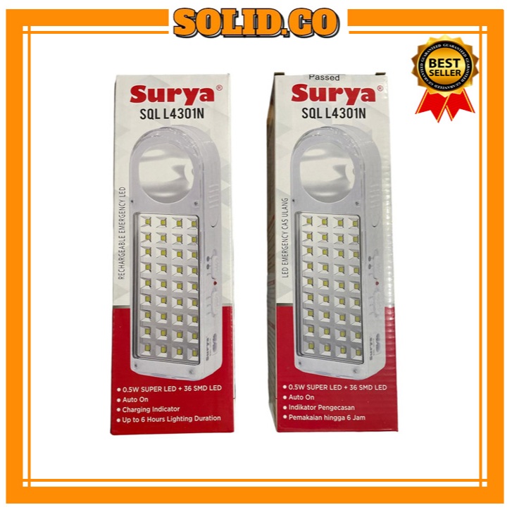 Jual SURYA LAMPU EMERGENCY 36 SMD LED SQL L4301N | Shopee Indonesia