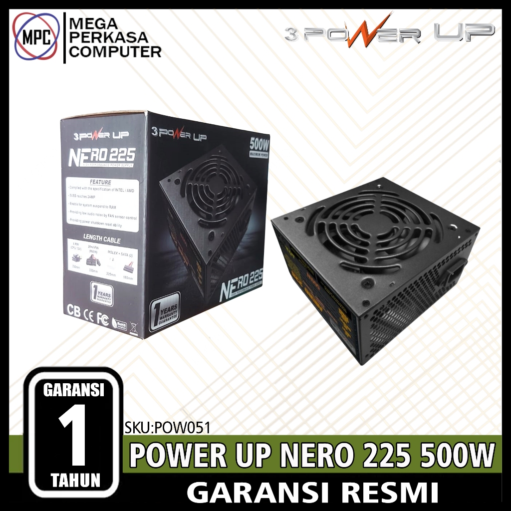 Jual Power Supply Power UP NERO 225 With 12CM Fan 500W Maksimum Power ...