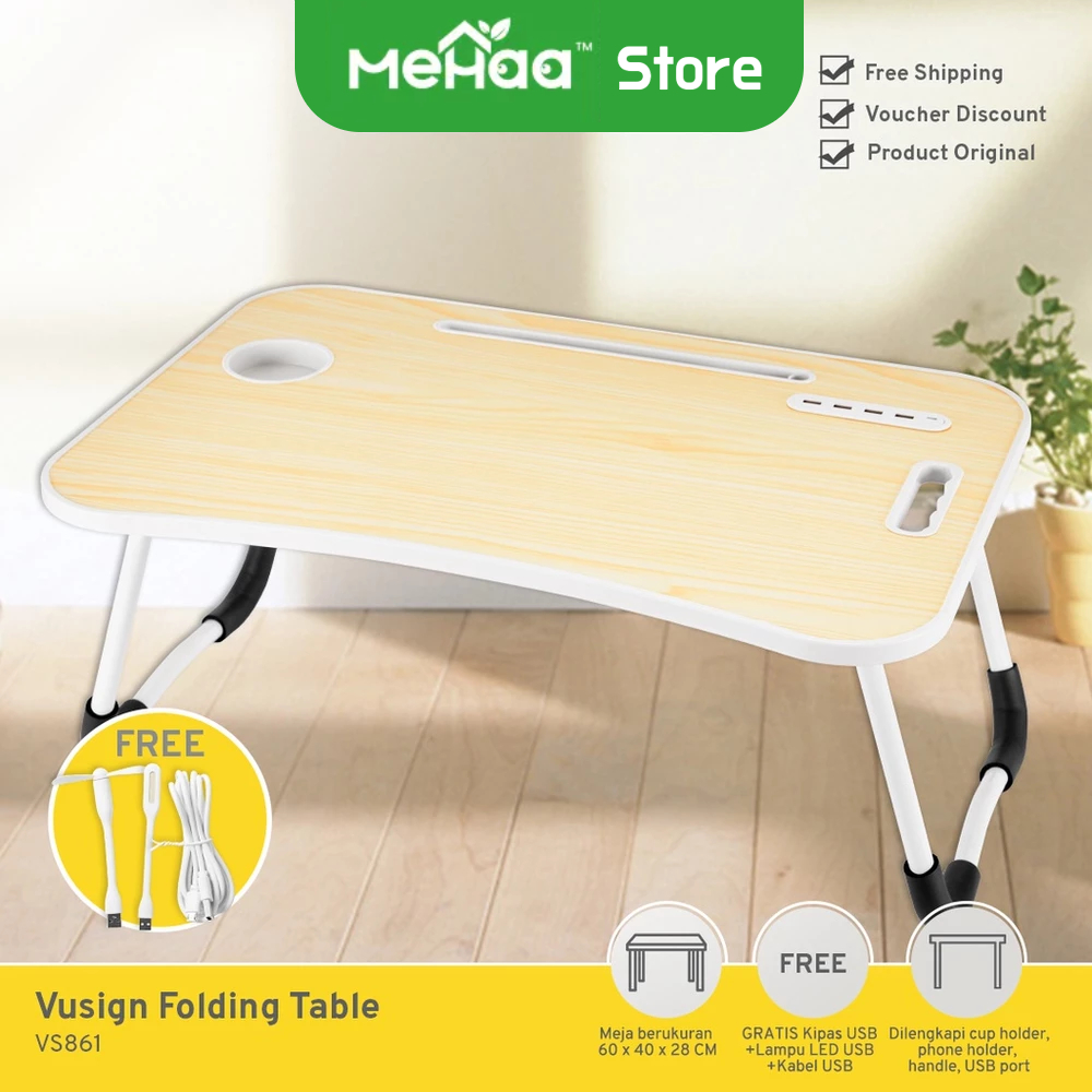 Jual [50 Off] Mehaa Folding table 60*40 USB charging port+lamp +fan