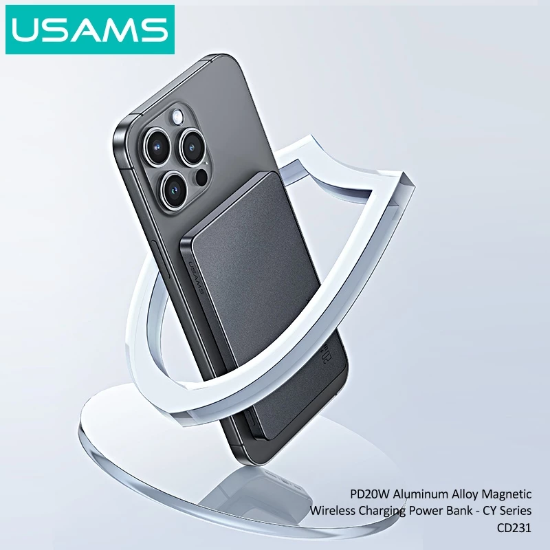 USAMS Wireless Magnetic Powerbank 5000mAh Fast Charging 20W Aluminium Alloy CD231